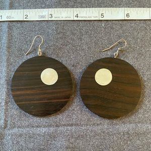 Large Sterling Silver and wood earrings